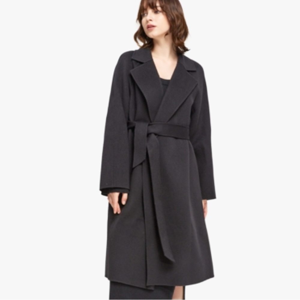 NAP Loungewear Wool Black Belted Coat